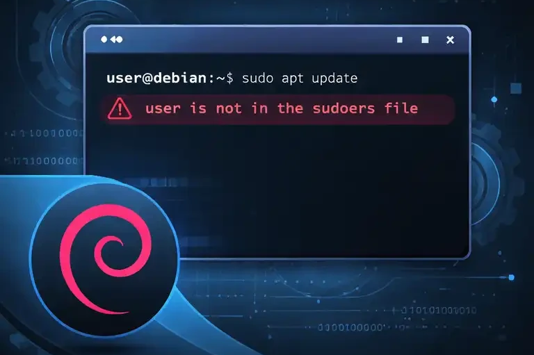 رفع خطای «is not in the sudoers file» در Debian به زبان ساده