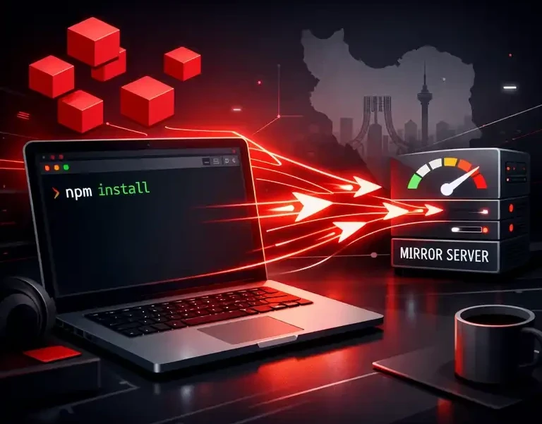 آموزش استفاده از npm mirror برای نصب پکیج‌ها در ایران بدون مشکل تحریم و کندی اینترنت